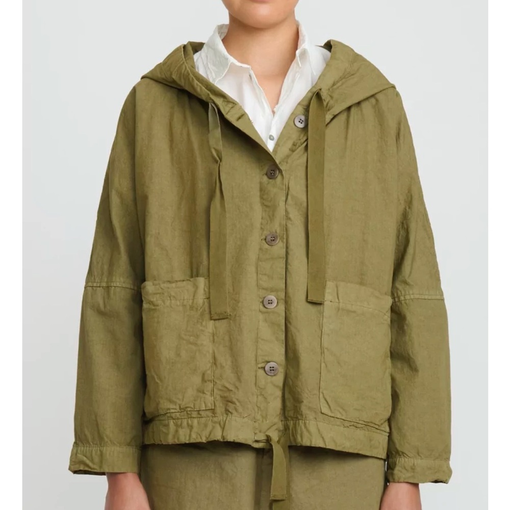 ALBUM DI FAMIGLIA Cotton Hooded CC Jacket in khaki green